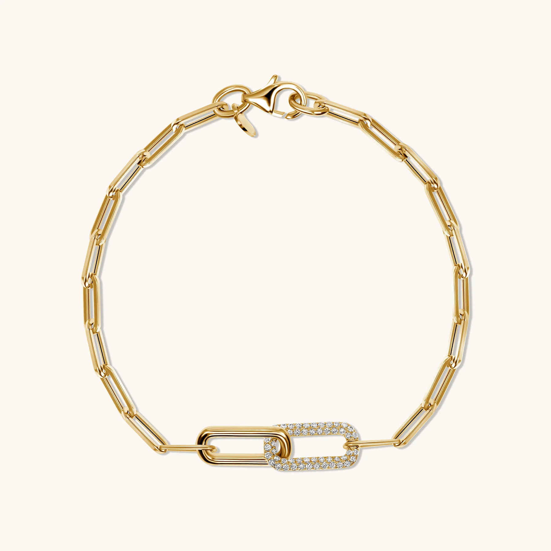 14K Yellow Gold Lab Grown Diamond Paperclip Link Bracelet